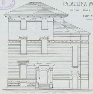 Facciata - progetto edilizio casa Roveda/Vandone (ASCT, PE I cat. 1905/121)