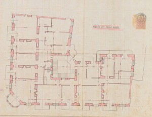 Pianta del primo piano - progetto edilizio casa Perino/Fenoglio (ASCT, PE I cat. 1904/173)
