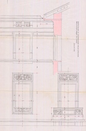 Particolare decorazione - progetto edilizio casa Ricca/Hendel (ASCT, PE I cat. 1909/463)