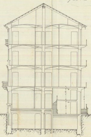 Sezione - progetto edilizio casa Cornaglia/Mollino (ASCT, PE I cat. 1905/272)