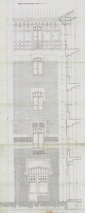 Particolare facciata - progetto edilizio casa De Francisco/Frapolli (ASCT, PE I cat. 1911/326)