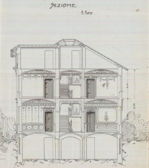 Sezione trasversale - progetto edilizio casa Vacault/Mollino (ASCT, PE I cat. 1904/256)
