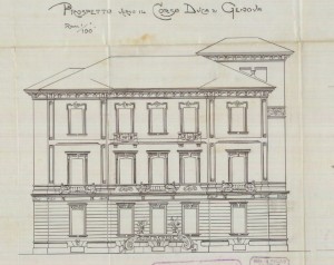 Facciata su corso Stati Uniti - progetto edilizio casa Losio (ASCT, PE I cat. 1902/181)