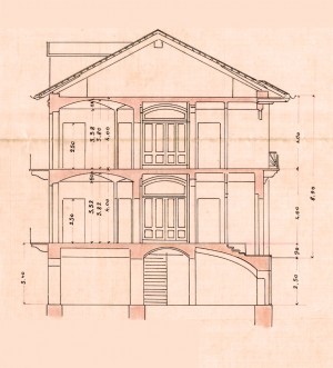 Sezione trasversale-progetto edilizio casa Campassi/Ceresa (ASCT, PE I cat. 1905/163)