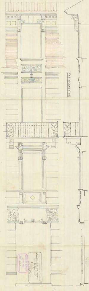 Particolare decorazione - progetto edilizio casa Brunero/Mollino (ASCT, PE I cat. 1905/263)