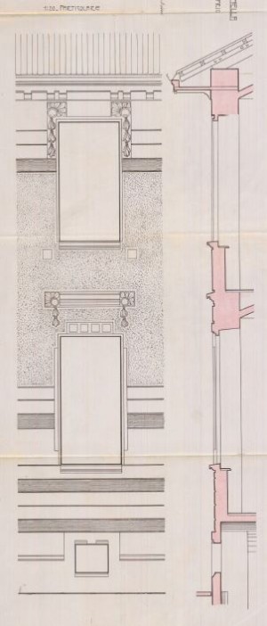 Particolare - progetto edilizio casa Gonella/Mollino (ASCT, PE I cat. 1910/943)