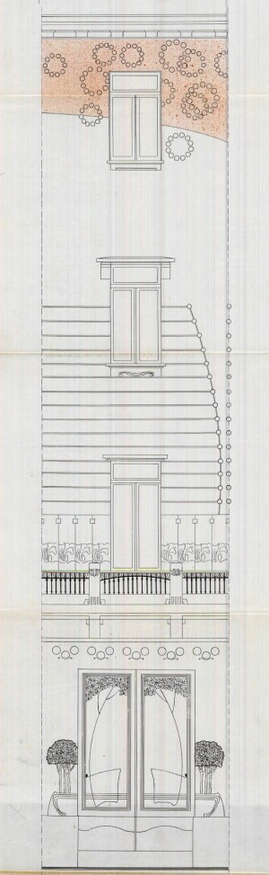 Particolare facciata - progetto edilizio casa Besozzi-Malcotti/Bonelli (ASCT, PE I cat. 1904/24)