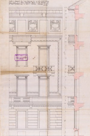 Particolare facciata verso via degli Artisti-progetto edilizio casa Florio/Ceresa (ASCT, PE I cat. 1910/385)
