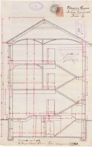 Sezione - progetto edilizio casa Grosso/Gribodo /(ASCT, PE I cat. 1903/315)