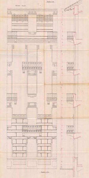 Dettaglio facciata-progetto edilizio casa Florio/Ceresa (ASCT, PE I cat. 1908/246)