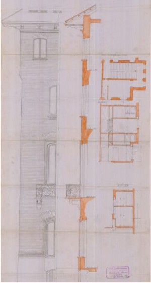 Particolare facciata - progetto edilizio casa Ceresa/Ceresa (ASCT PE I, cat. 1914/685)