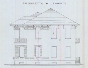 Facciata est - progetto edilizio casa Marentino/Vandone Di Cortemiglia (ASCT, PE I cat. 1903/254)