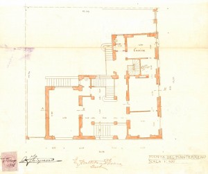 Pianta pian terreno - progetto edilizio casa Chiapasco/Ballatore (ASCT, PE I cat. 1912/500).