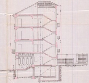 Sezione - progetto edilizio casa Riccio/Velati-Bellini (ASCT, PE I cat. 1904/78)