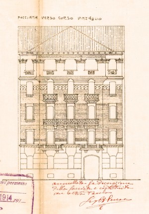 Facciata-progetto edilizio casa Ceresa/Ceresa (ASCT, PE I cat. 1914/123)