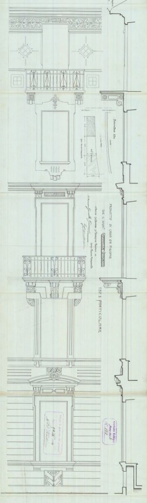 Particolare - progetto edilizio casa Gonella/Mollino (ASCT, PE I cat. 1904/140)