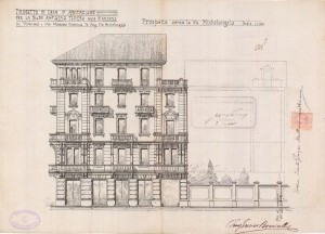 Facciata via Buonarroti - progetto edilizio casa Anfosso/Bonicelli (ASCT, PE I cat. 1909/561)