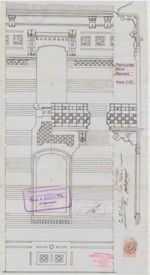 Particolare facciata-progetto edilizio casa Prever/Benazzo (1912/625)