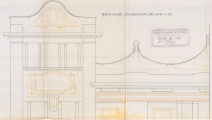 Particolare decorazione - progetto edilizio casa Marini/Hendel (ASCT, PE I cat. 1908/410)