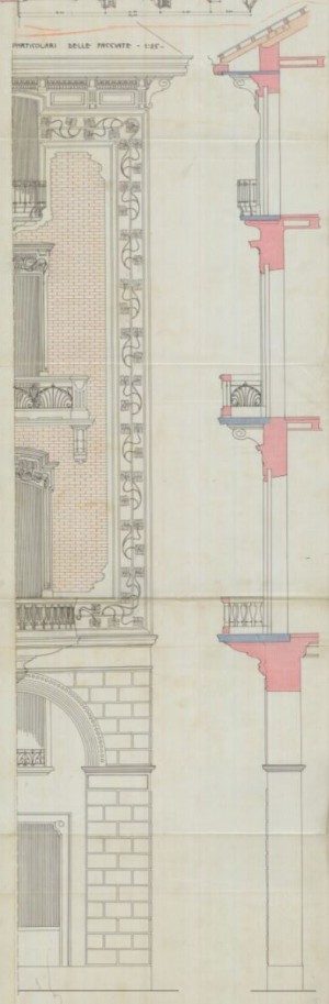 Particolare facciata - progetto edilizio casa Fratelli Boggio e C./Bonelli (ASCT, PE I cat. 1901/192)