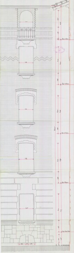 Particolare facciata - progetto edilizio casa Frapolli/Frapolli (ASCT, PER I cat. 1906/454)