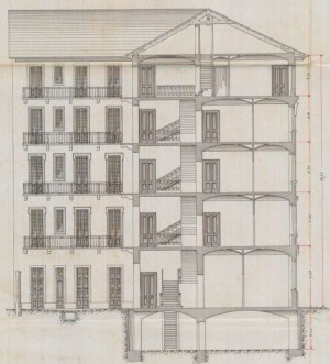 Sezione - progetto edilizio casa Florio/Velati-Bellini (ASCT, PE I cat. 1904/343)
