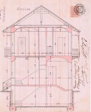 Sezione trasversale - progetto edilizio casa Beylis/Gribodo (ASCT, PE I cat. 1905/167)