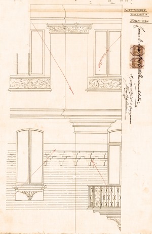 Particolare facciata-progetto edilizio casa Ceresa/Ceresa (ASCT, PE I cat. 1914/123)