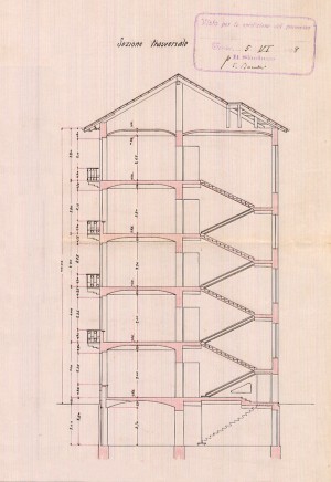 Sezione trasversale - progetto edilizio casa Florio/Ceresa (ASCT, PE I cat. 1908/246)