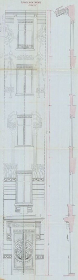 Particolare decorazione via Cibrario, 15 - progetto edilizio casa Florio/Velati-Bellini (ASCT, PE I cat. 1902/140)