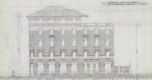 Facciata su piazza Bernini - progetto edilizio casa De Francisco/Frapolli (ASCT, PE I cat. 1911/326)