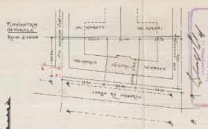 Planimetria generale - progetto edilizio casa Morelli/Momo (ASCT, PE I cat. 1911/118)