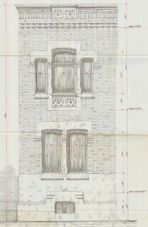 Particolare facciata - progetto edilizio Kind/Frapolli (ASCT, PE I cat. 1905/202)