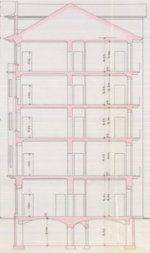 Sezione trasversale - progetto edilizio casa Marini/Hendel (ASCT, PE I cat. 1908/410)