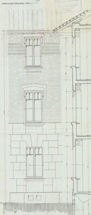 Particolare facciata - progetto edilizio casa Vacca/Frapolli (ASCT, PE I cat. 1912/146)