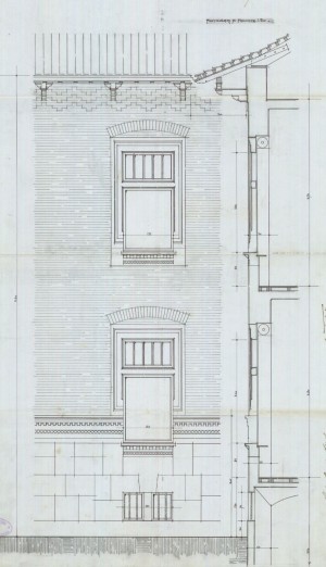 Particolare facciata - progetto edilizio Frapolli (ASCT, PE I cat. 1914/714)