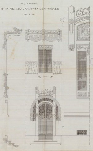 Particolare decorazione - progetto edilizio casa Treves/Velati-Bellini (ASCT, PE I cat. 1904/194)