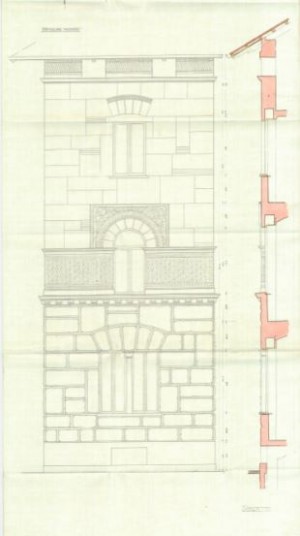 Particolare facciata - progetto edilizio casa Wolf/Ceresa (ASCT PE I, cat. 1912/913)