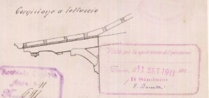 Particolare cornicioni a tettuccio - progetto edilizio casa Audiberti/Gribodo (ASCT, PE I cat. 1911/691)