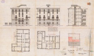 Disegno completo - progetto edilizio casa Blengini/Ceradini (ASCT, PE 1 cat. 1899/88)