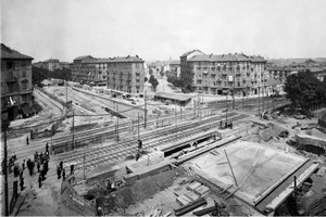 Costruzione del sottopassaggio di corso Regina Margherita sotto corso Principe Oddone, 1928. Archivio privato