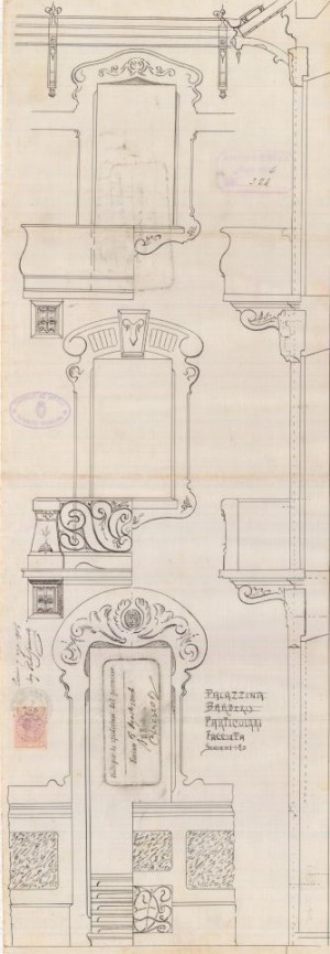 Particolare decorazione - progetto edilizio casa Barberis/Saccarelli (ASCT, PE I cat. 1906/324)