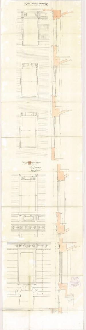 Particolare facciata - progetto edilizio casa Grometto/Momo (ASCT, PE I cat. 1911/530)