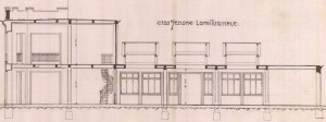 Sezione longitudinale - progetto edilizio fabbricato Bertino/Mollino (ASCT, PE I cat. 1907/124)