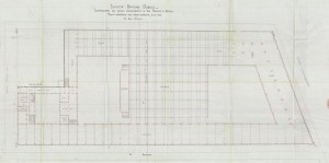 Planimetria piano terra - progetto edilizio stabilimento Società Officine Dubosc/Santonè (ASCT, PE I cat. 1906/442)