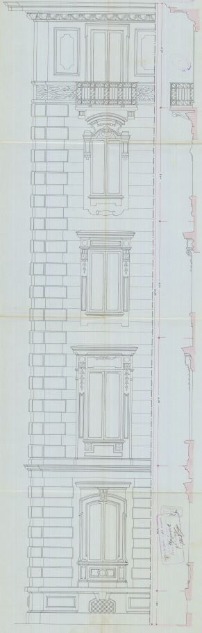 Particolare decorazione via Cibrario, 13 - progetto edilizio casa Florio/Velati-Bellini (ASCT, PE I cat. 1902/140)
