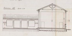 Sezione AB - progetto edilizio casa Rubino/Fenoglio (ASCT, PE I cat. 1909/35)