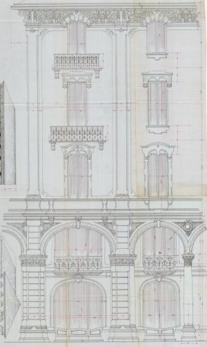 Particolare facciata - progetto edilizio casa Boffa/Fenoglio (ASCT, PE I cat. 1901/194)