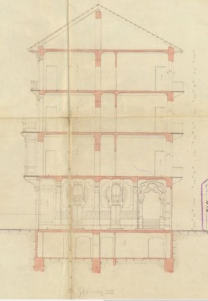 Sezione - progetto edilizio casa Battista/Gussoni (ASCT, PE I cat. 1914/494)