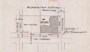 Planimetria generale - progetto edilizio casa Grometto/Momo (ASCT, PE I cat. 1911/530)